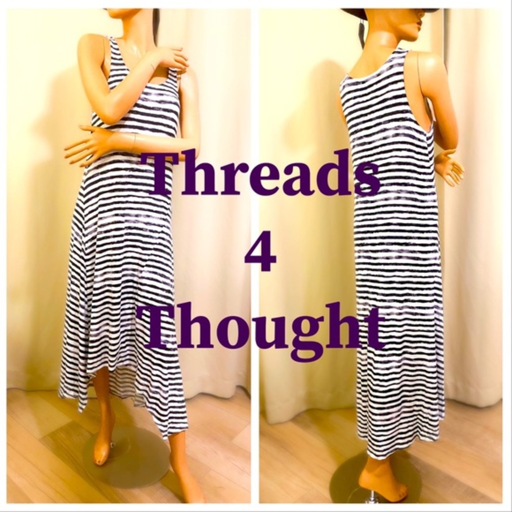 NEW THREADS 4 THOUGHT®
S BLACK STRIPED A LINE TANK DRESS $87